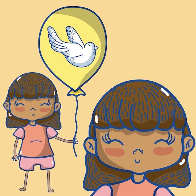 Cute girl with lovely balloon cartoon