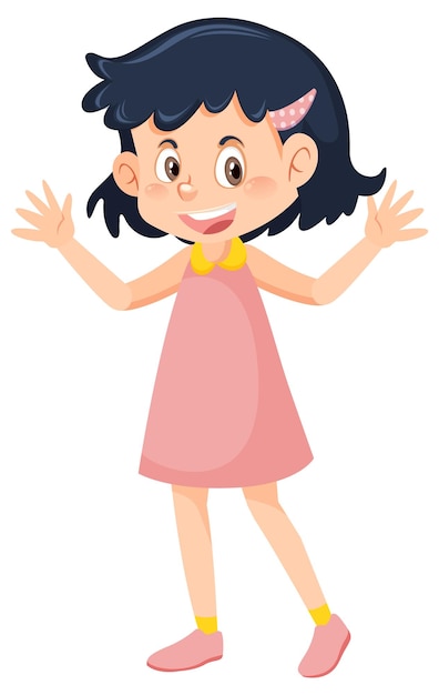 Cute girl with short hair cartoon character