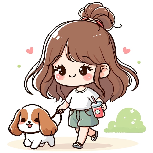 cute girl with small dog