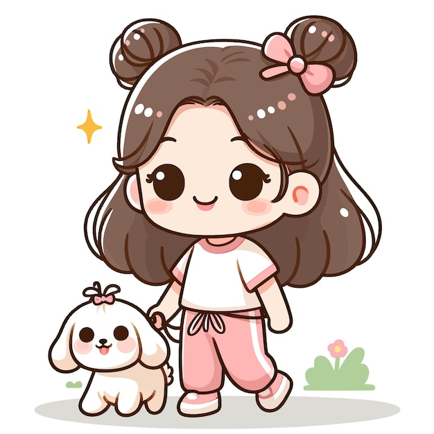 cute girl with small dog