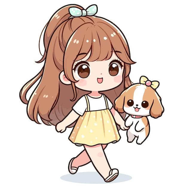 cute girl with small dog