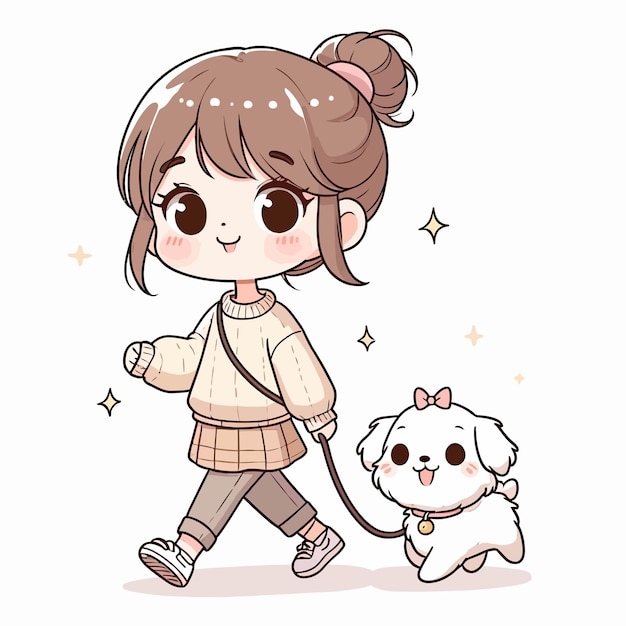 cute girl with small dog