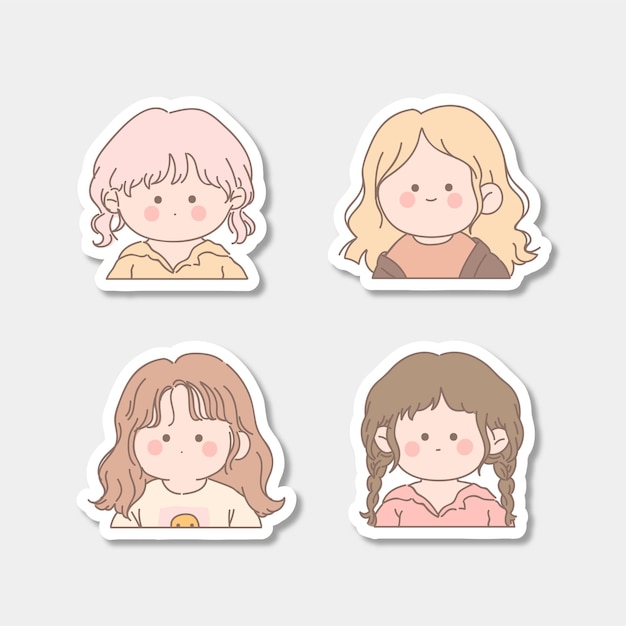 Cute girl with sticker isolated on grey