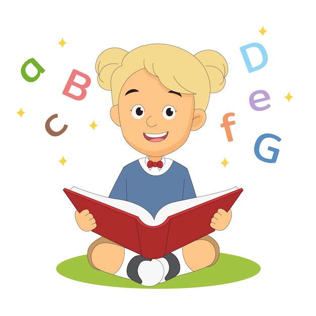 Cute Girls Learning Alphabet at School