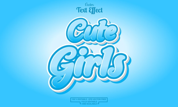 cute girls modern cartoon editable text effect design