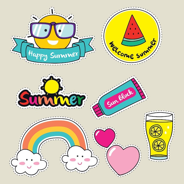 Vector cute girly sticker patch design series