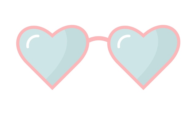 Cute glasses in the form of hearts Party and parties single icon in flat style