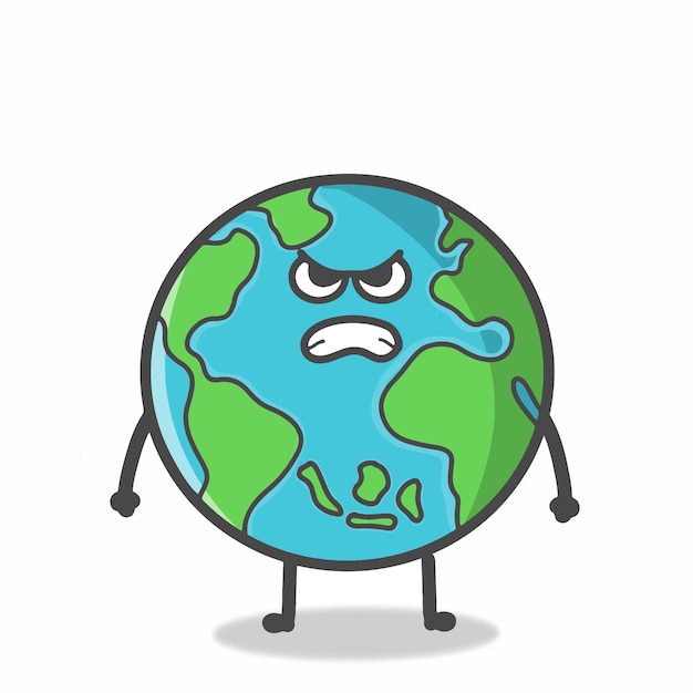 Simpatico globo terrestre personaggio piatto cartone animato emoticon modello vettoriale design illustrazione