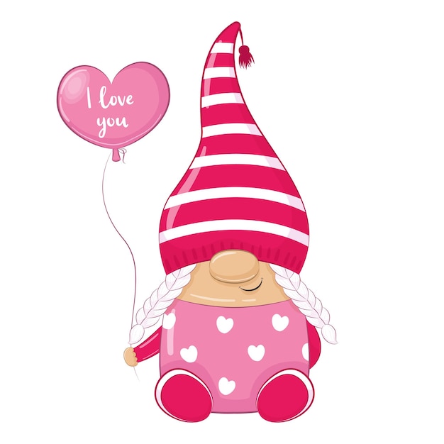 Cute gnome. Happy Valentine's day clipart.