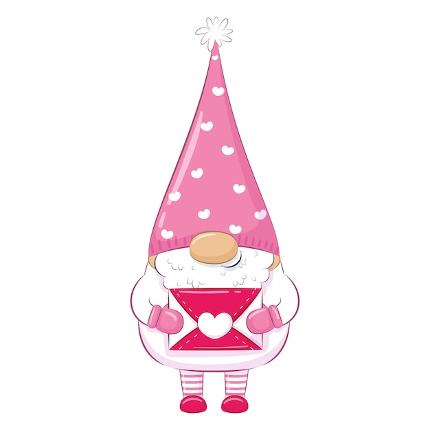 Cute gnome. Happy Valentine's day clipart.