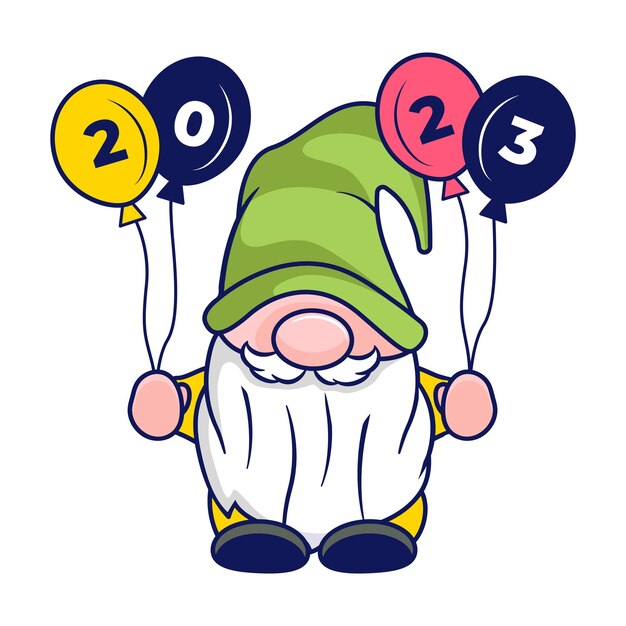 Cute gnome new year 2023 and christmas character clipart