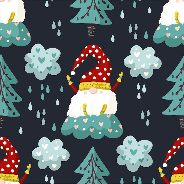 Cute gnome seamless pattern