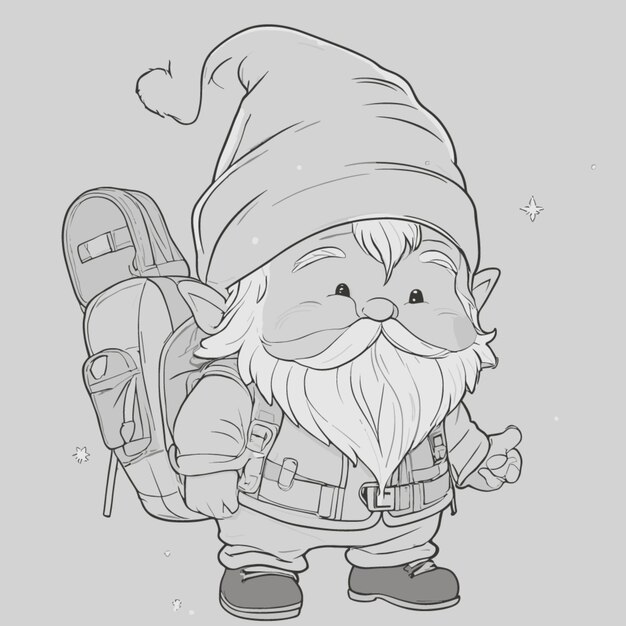 Cute gnome with backpack