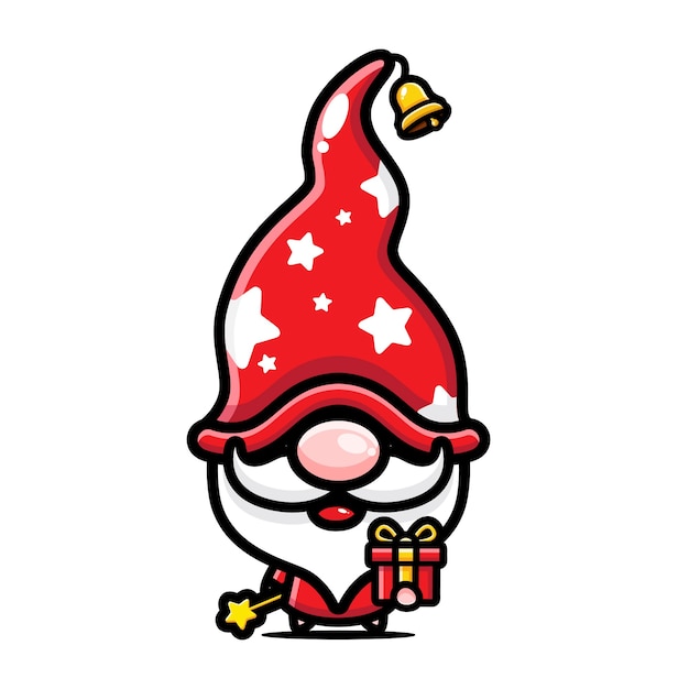 cute gnomes with christmas gift boxes