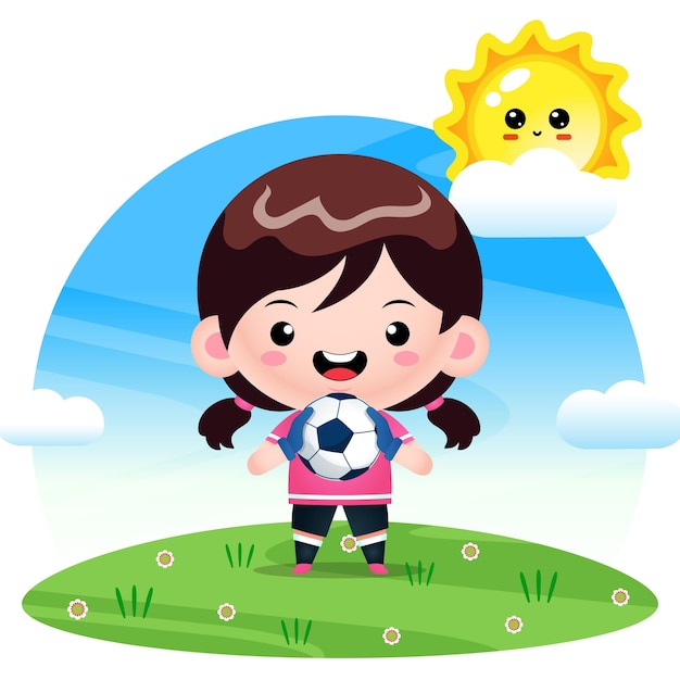 Cute Goalkeeper Girl With A Soccer Ball