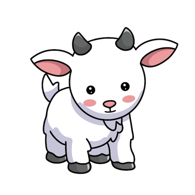 Cute goat - cartoon character - vector illustration