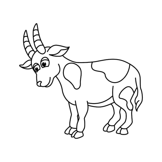 Cute goat cartoon characters vector illustration For kids coloring book