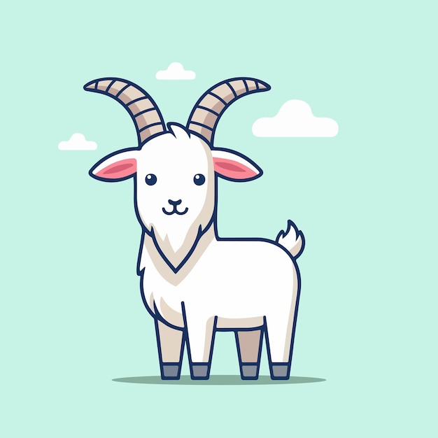 Vector cute goat cartoon flat design vector illustration