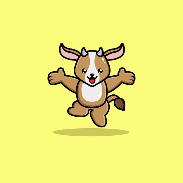 Vector cute goat cartoon jumping