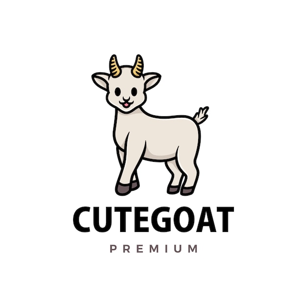 Cute goat cartoon logo  icon illustration