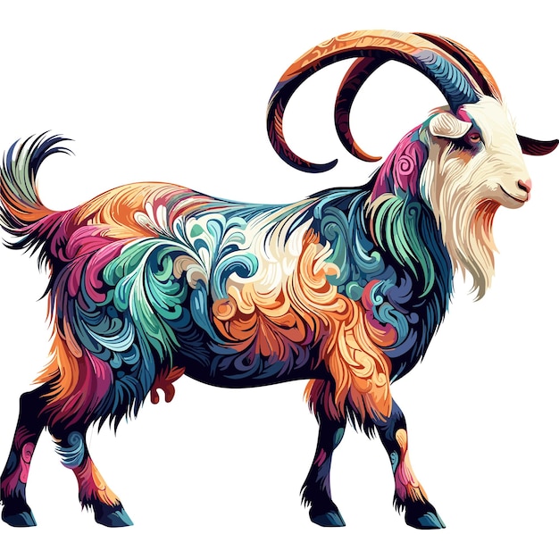 Cute Goat cartoon Vector Style white background