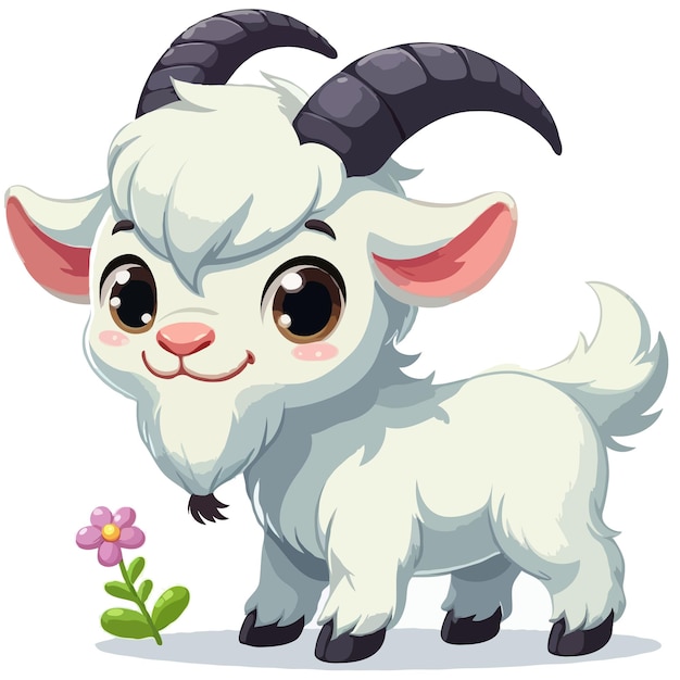 cute goat cartoon vector on white background