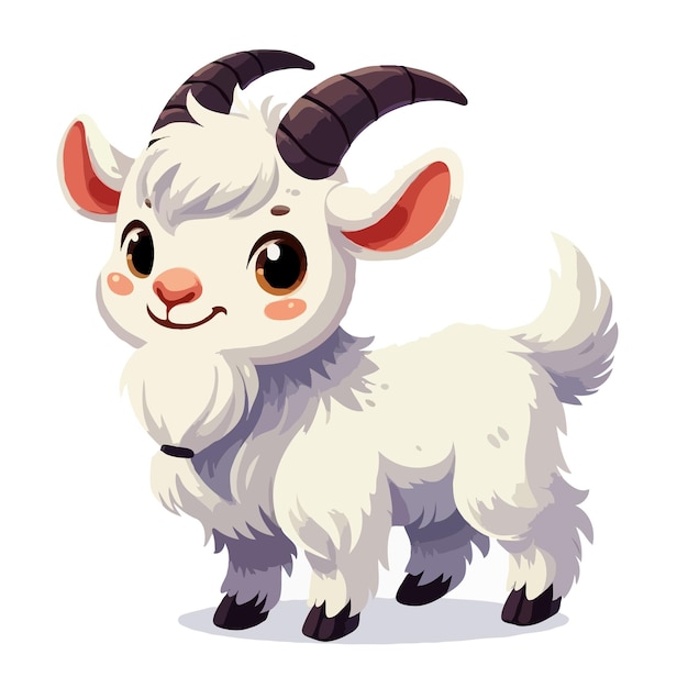 Vector cute goat cartoon vector on white background