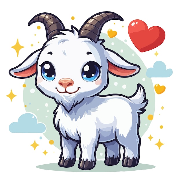 cute goat cartoon vector on white background