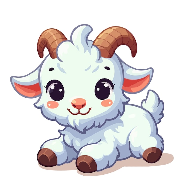 cute goat cartoon vector on white background