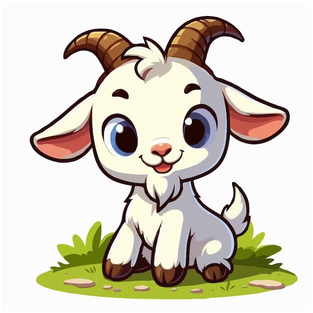 cute goat cartoon vector on white background