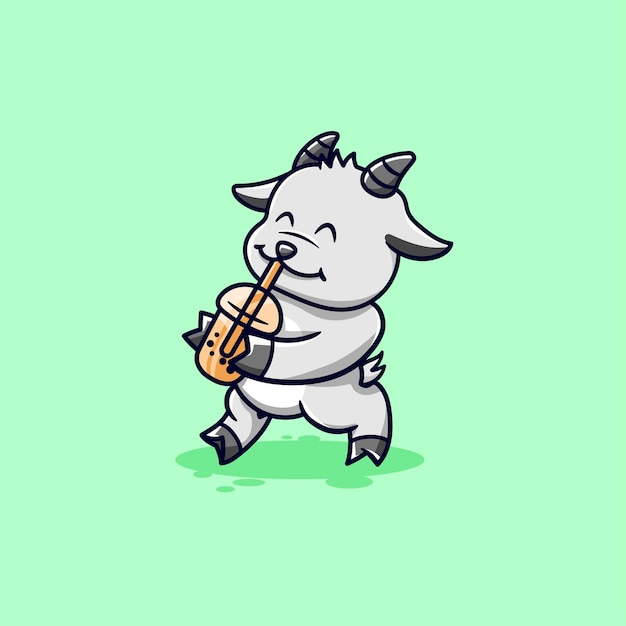 Cute goat drinking boba tea while walking