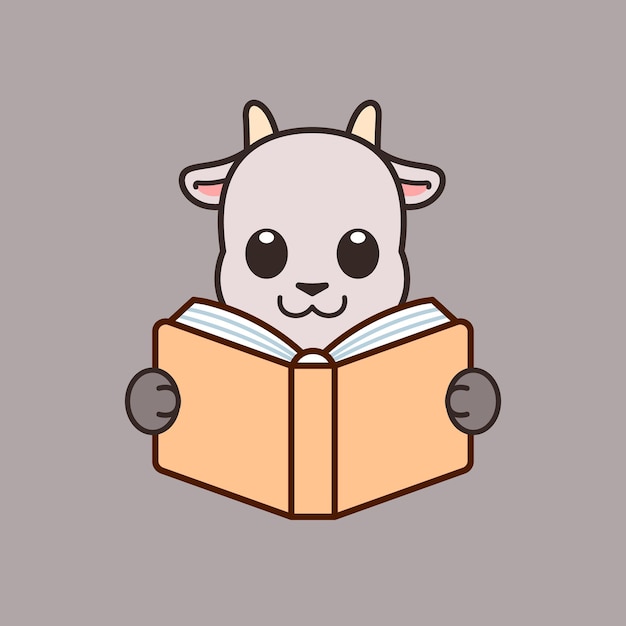 Cute Goat Reading a Book