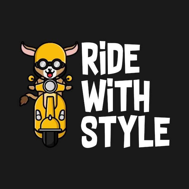 Cute goat riding scooter tshirt design