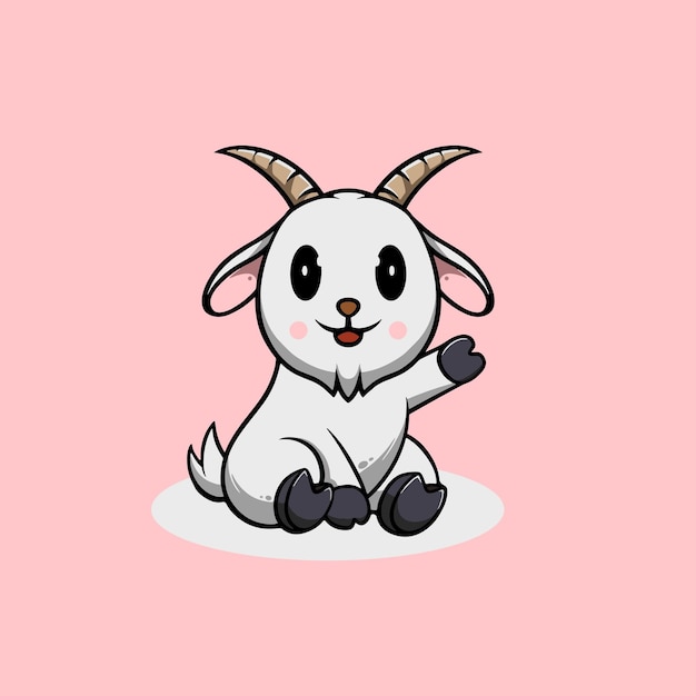 Cute goat smiling cartoon illustration