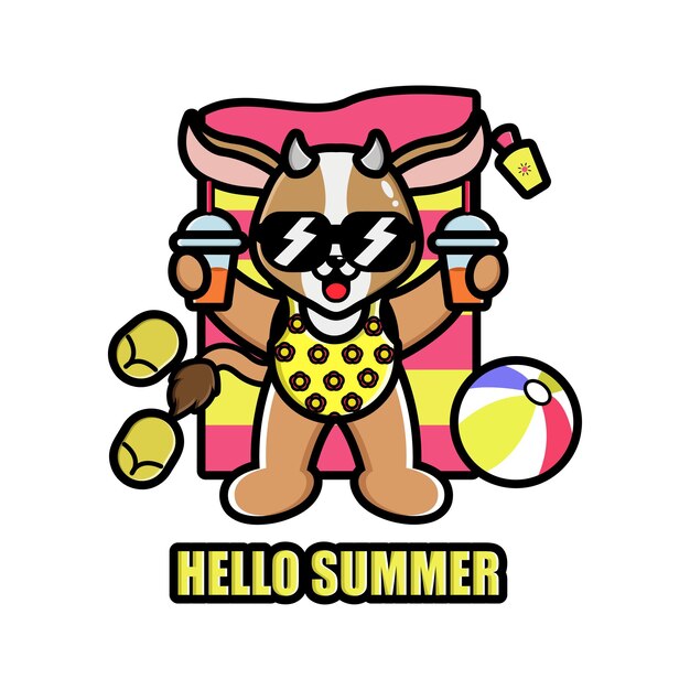 Cute goat summer vector illustration