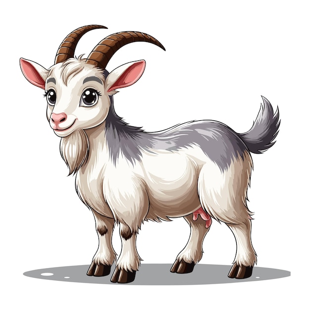 Vector cute goat vector cartoon illustration