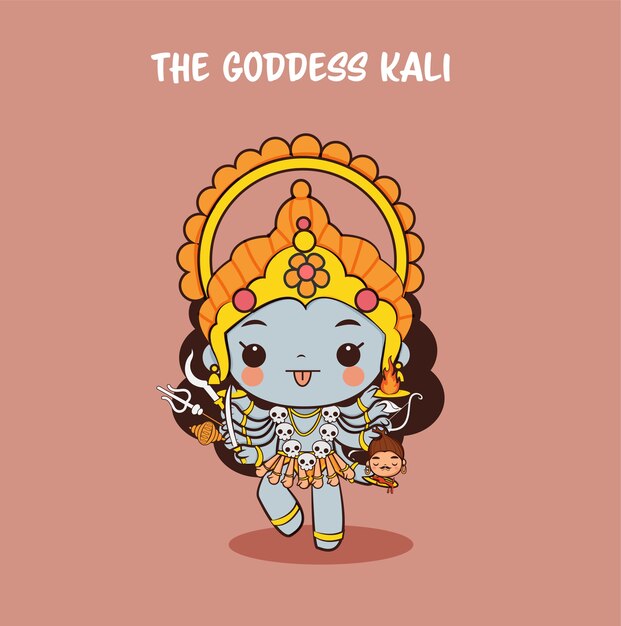 Vector cute goddess kali,hindu god for navratri festival in india