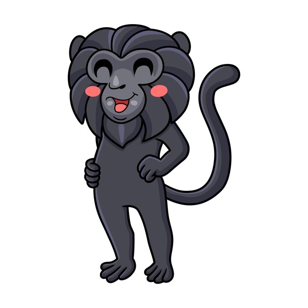 Vector cute goeldi's monkey cartoon standing