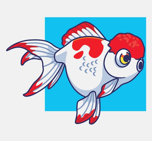 Simpatico pesce d'oro bianco isolato cartone animato animale illustrazione stile piatto sticker icon design premium