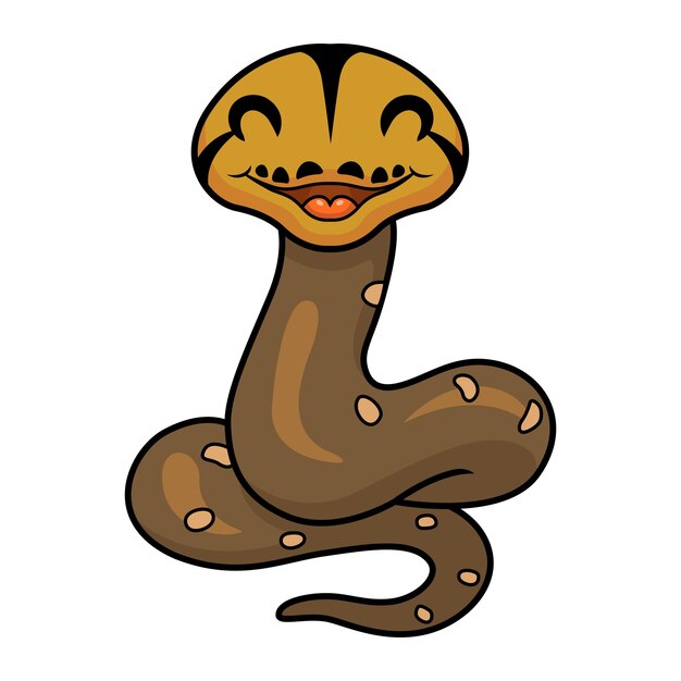 Cute golden child reticulated python cartoon