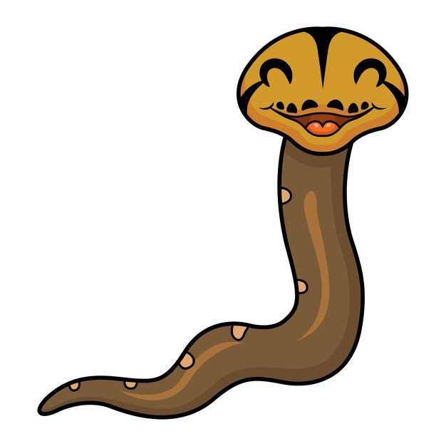 Cute golden child reticulated python cartoon