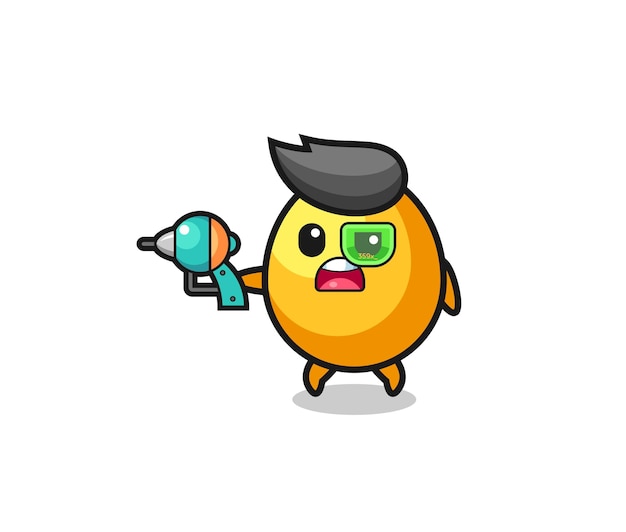 Cute golden egg holding a future gun , cute design