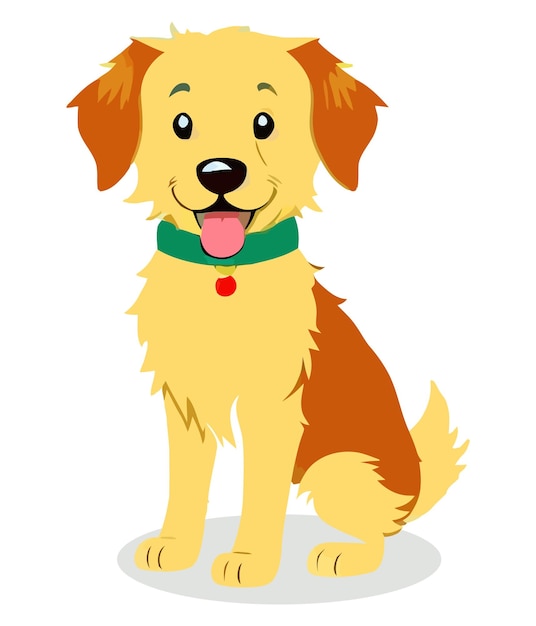 白い背景を持つ犬の品種のベクトル図のかわいいゴールデンレトリバー