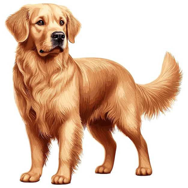 Vector cute golden retriever dog cartoon vector style white background