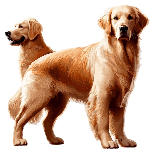 Cute golden retriever dog cartoon vector style white background