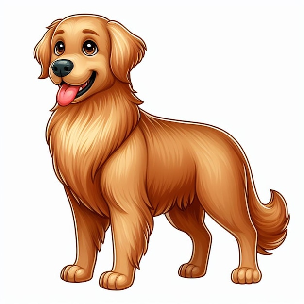 Cute Golden Retriever Dog Vector Cartoon illustration