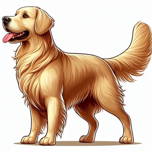 Vector cute golden retriever dog vector cartoon illustration