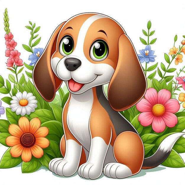 Cute Golden Retriever Dog Vector Cartoon illustration