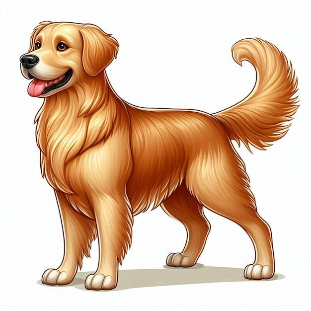 Cute Golden Retriever Dog Vector Cartoon illustration