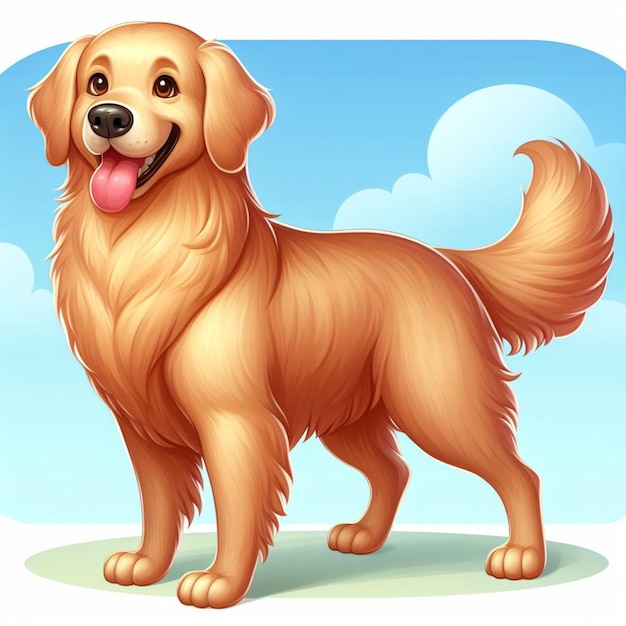 Vector cute golden retriever dog vector cartoon illustration